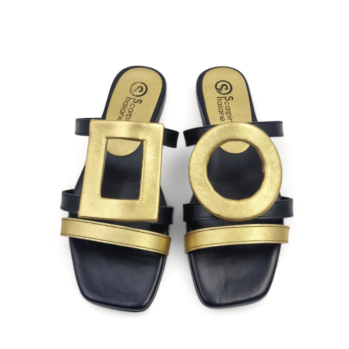Sandalo Scalzato Greece Flat Nero/Oro
