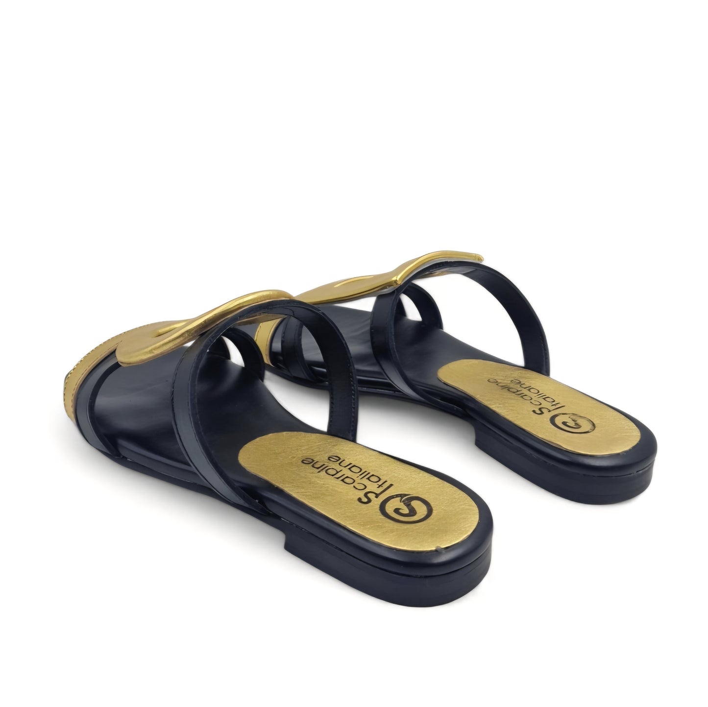 Sandalo Scalzato Greece Flat Nero/Oro