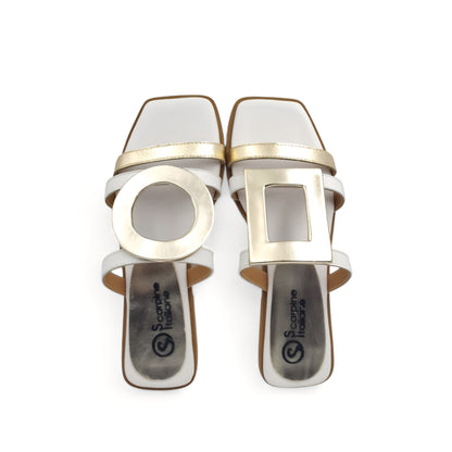 Sandalo Scalzato Greece Flat fondo micro Bianco/Platino