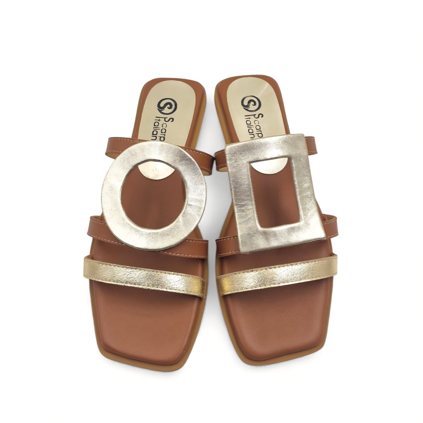 Sandalo Scalzato Greece Flat fondo micro Cuoio/Platino