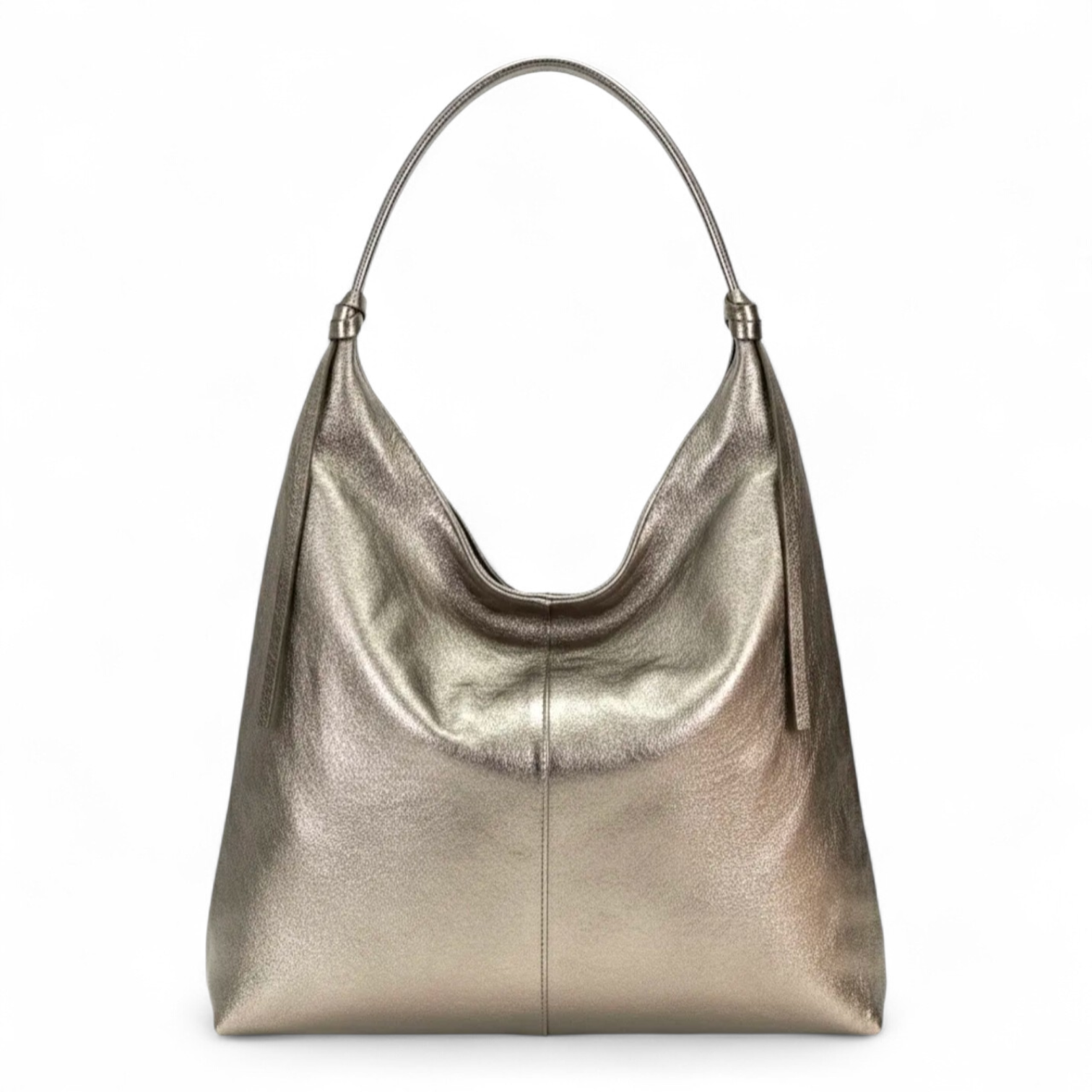 Borsa donna sacca a spalla Ariel in pelle dollaro morbidissima, design minimalista e capiente, Made in Italy.