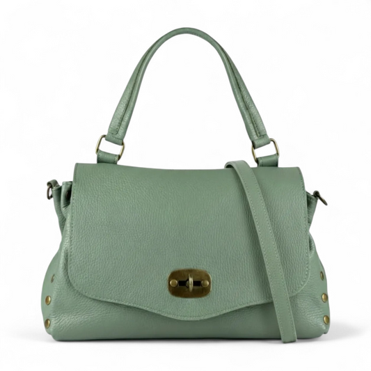 Borsa a Mano Postina in Pelle Dollaro - Design Vintage con Borchie e Chiusura a Girello Artigianale