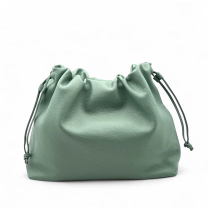 Borsa a Spalla in Pelle Irina con Chiusura a Coulisse e Tracolla