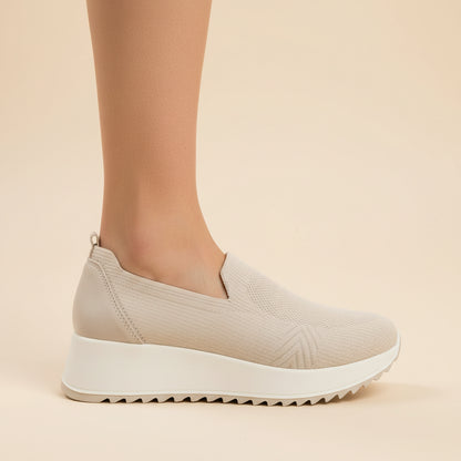 Slip-on Donna Enval Soft Beige in Tessuto Elasticizzato - Sneakers Senza Lacci Leggere e Traspiranti - Made in Italy