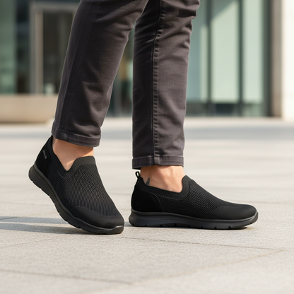 Sneakers Slip on Uomo Enval in Tessuto Nero Leggere e Traspiranti
