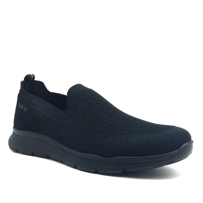 Sneakers Slip on Uomo Enval in Tessuto Nero Leggere e Traspiranti