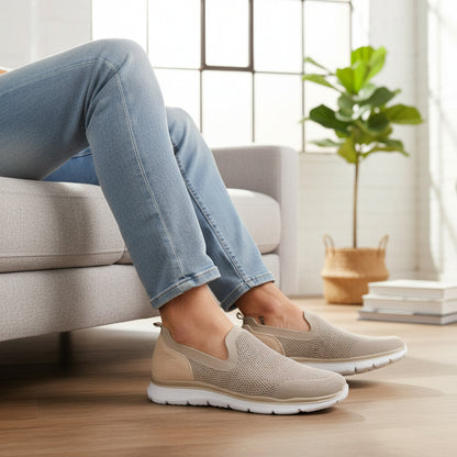 Sneakers Slip on Uomo Enval in Tessuto Taupe Leggere e Traspiranti