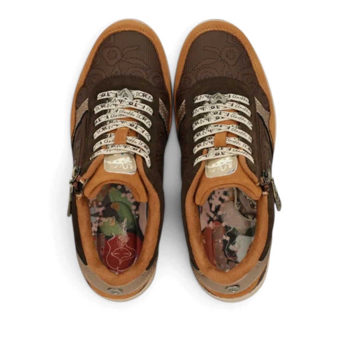 Sneakers Donna Anekke con zeppa in Pelle Marrone con riporti Cuoio