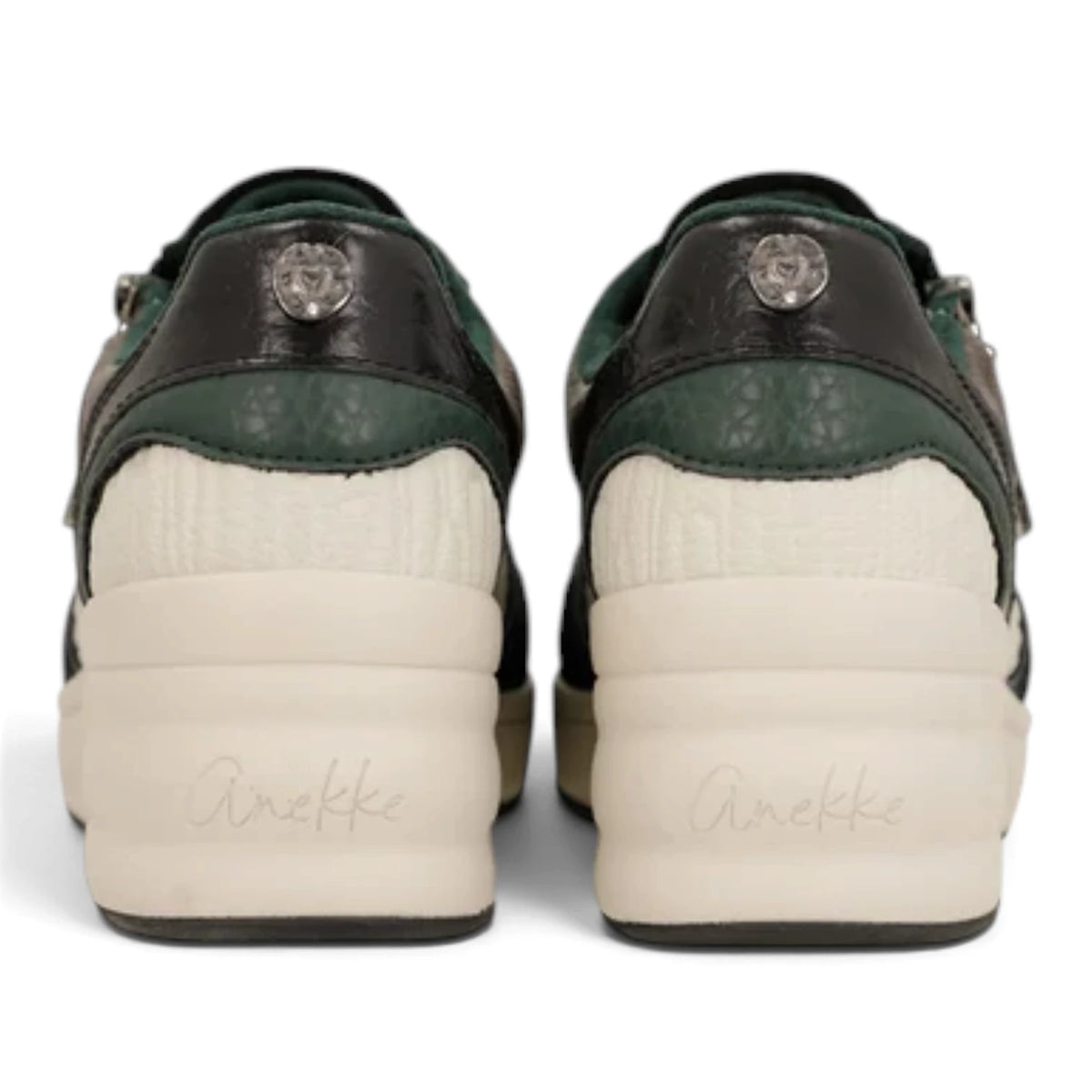 Sneakers Donna Anekke con zeppa in Pelle Panna con riporti Nero