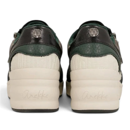 Sneakers Donna Anekke con zeppa in Pelle Panna con riporti Nero