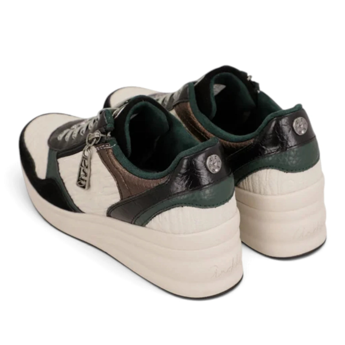 Sneakers Donna Anekke con zeppa in Pelle Panna con riporti Nero
