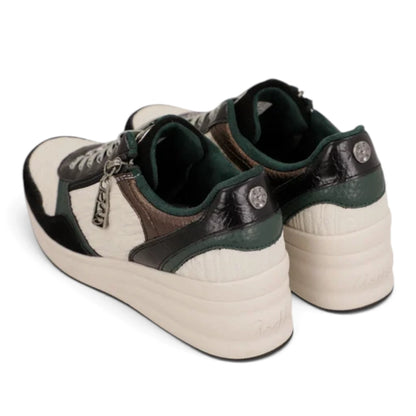 Sneakers Donna Anekke con zeppa in Pelle Panna con riporti Nero