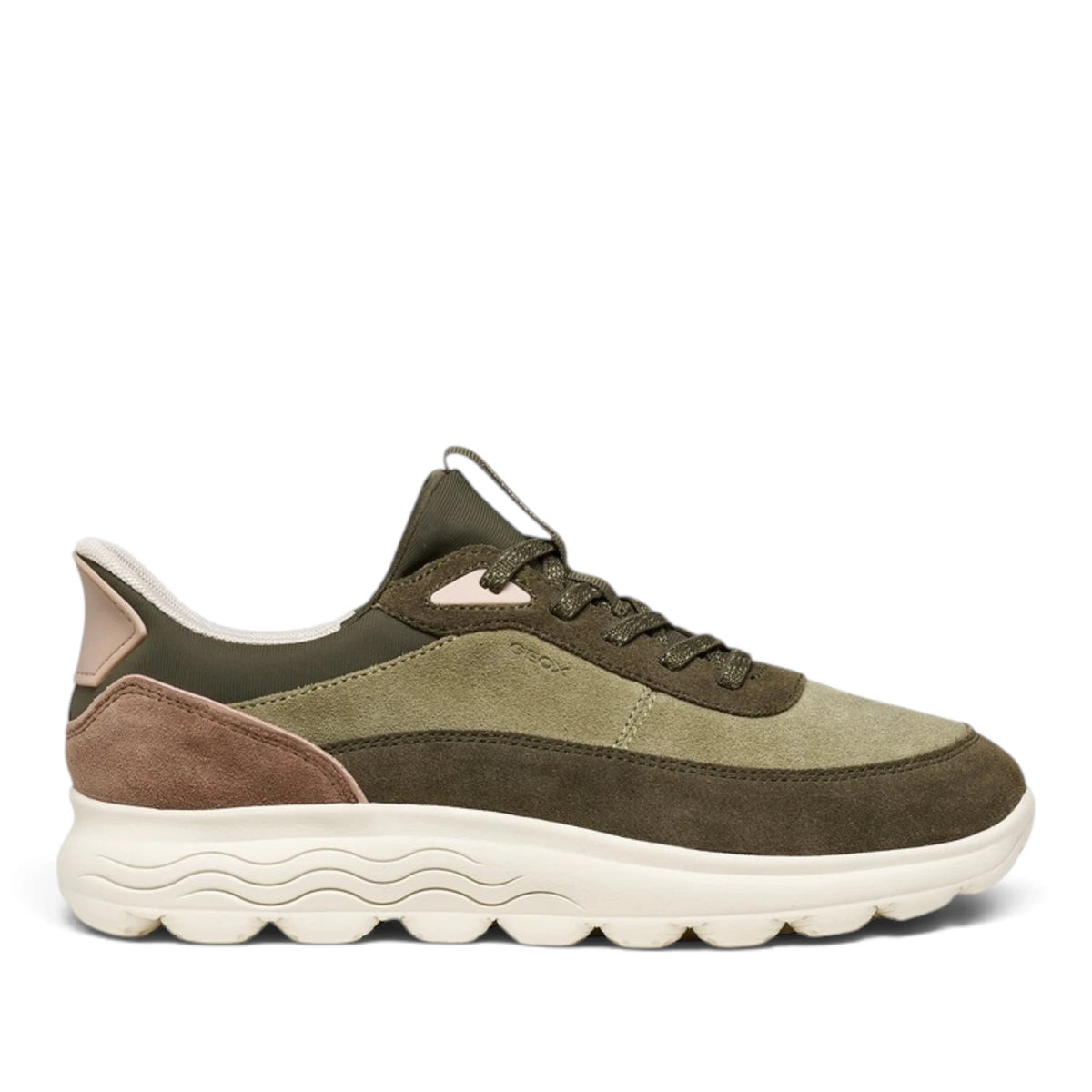 Sneakers Donna GEOX Spherica Plus Militare Pelle e Tessuto Fast In Senza Mani