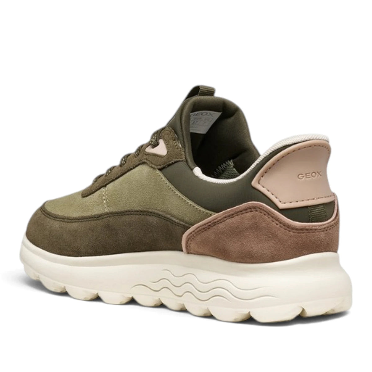 Sneakers Donna GEOX Spherica Plus Militare Pelle e Tessuto Fast In Senza Mani