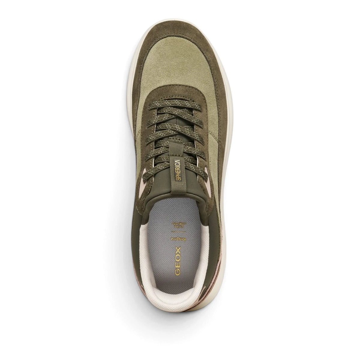 Sneakers Donna GEOX Spherica Plus Militare Pelle e Tessuto Fast In Senza Mani