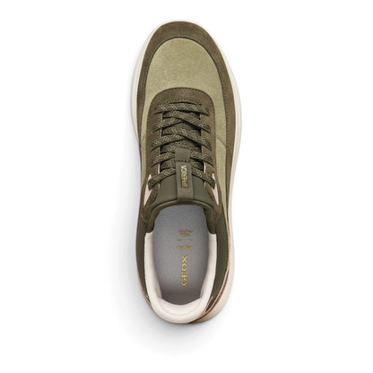 Sneakers Donna GEOX Spherica Plus Militare Pelle e Tessuto Fast In Senza Mani