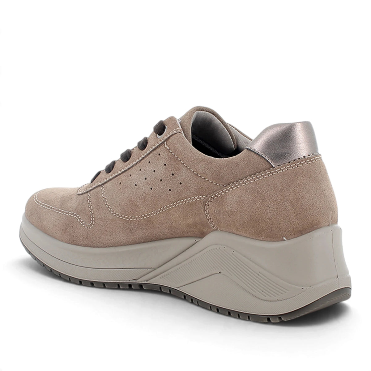 Sneakers Donna Igi&Co in Scamosciato Fango con Zeppa