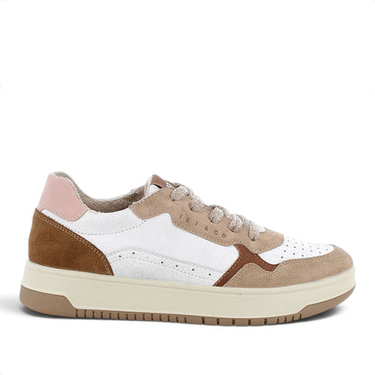 Sneaker Donna Igi&Co in Pelle Bianco con riporti Biscotto e Fango