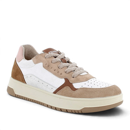 Sneaker Donna Igi&Co in Pelle Bianco con riporti Biscotto e Fango