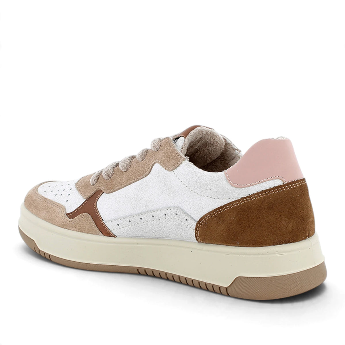 Sneaker Donna Igi&Co in Pelle Bianco con riporti Biscotto e Fango