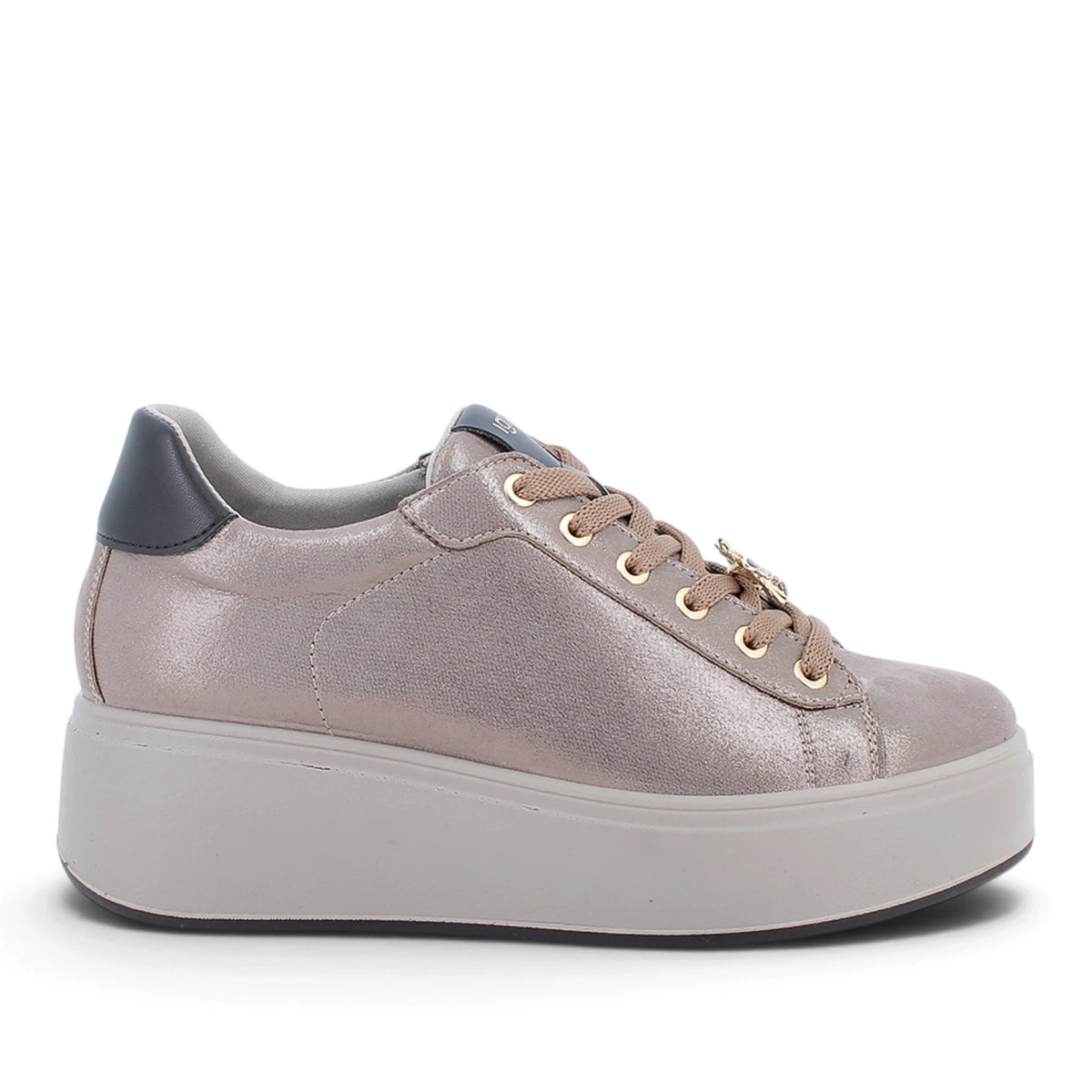 Sneakers Donna IGI&CO Champagne in Pelle Glitter con Platform Alto