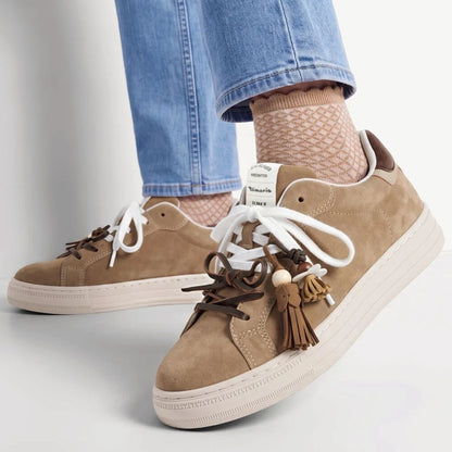 Sneakers Donna Tamaris in Pelle Scamosciata Fango con suola Leggera