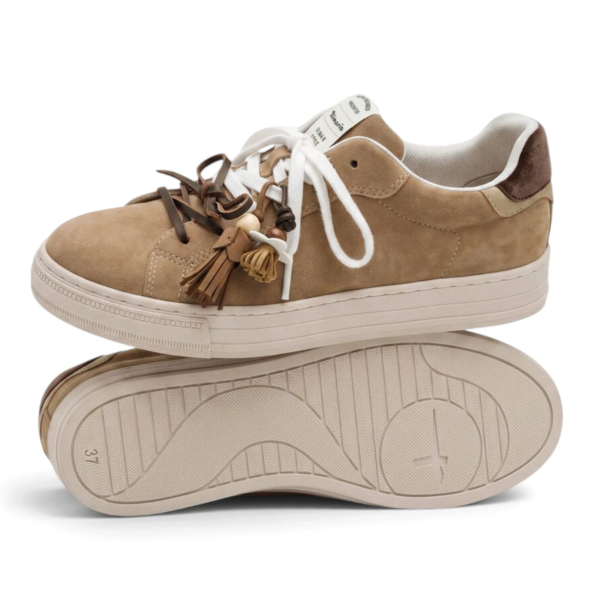 Sneakers Donna Tamaris in Pelle Scamosciata Fango con suola Leggera