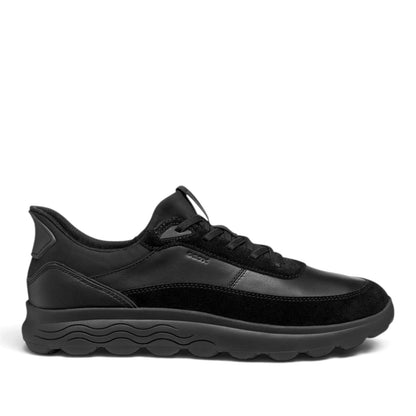 Sneakers Uomo GEOX Spherica Plus Nero Pelle e Tessuto Fast In Senza Mani
