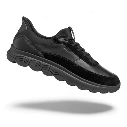 Sneakers Uomo GEOX Spherica Plus Nero Pelle e Tessuto Fast In Senza Mani