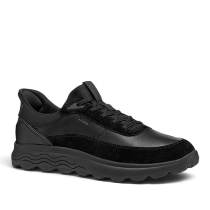 Sneakers Uomo GEOX Spherica Plus Nero Pelle e Tessuto Fast In Senza Mani
