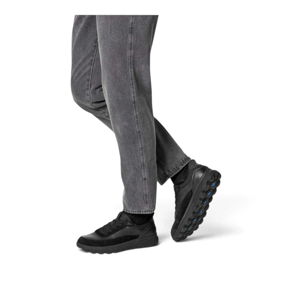 Sneakers Uomo GEOX Spherica Plus Nero Pelle e Tessuto Fast In Senza Mani