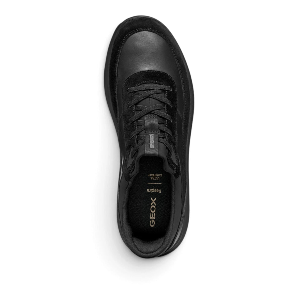 Sneakers Uomo GEOX Spherica Plus Nero Pelle e Tessuto Fast In Senza Mani