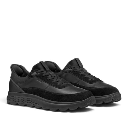 Sneakers Uomo GEOX Spherica Plus Nero Pelle e Tessuto Fast In Senza Mani