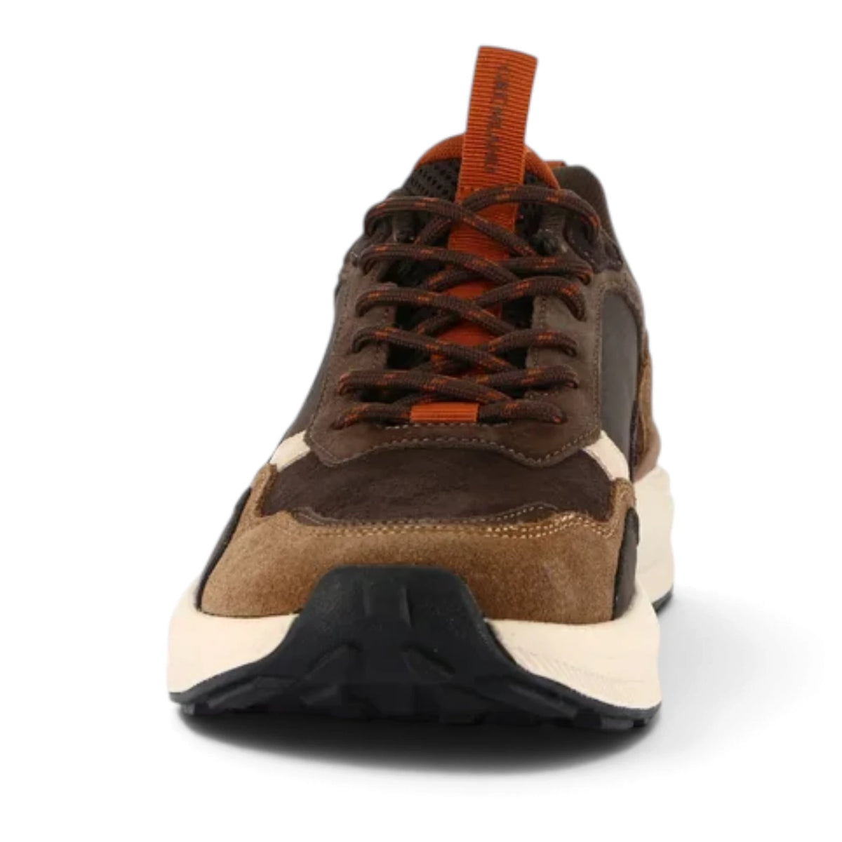 Sneakers Uomo Grunland in Pelle scamosciata Moro e riporti Cuoio