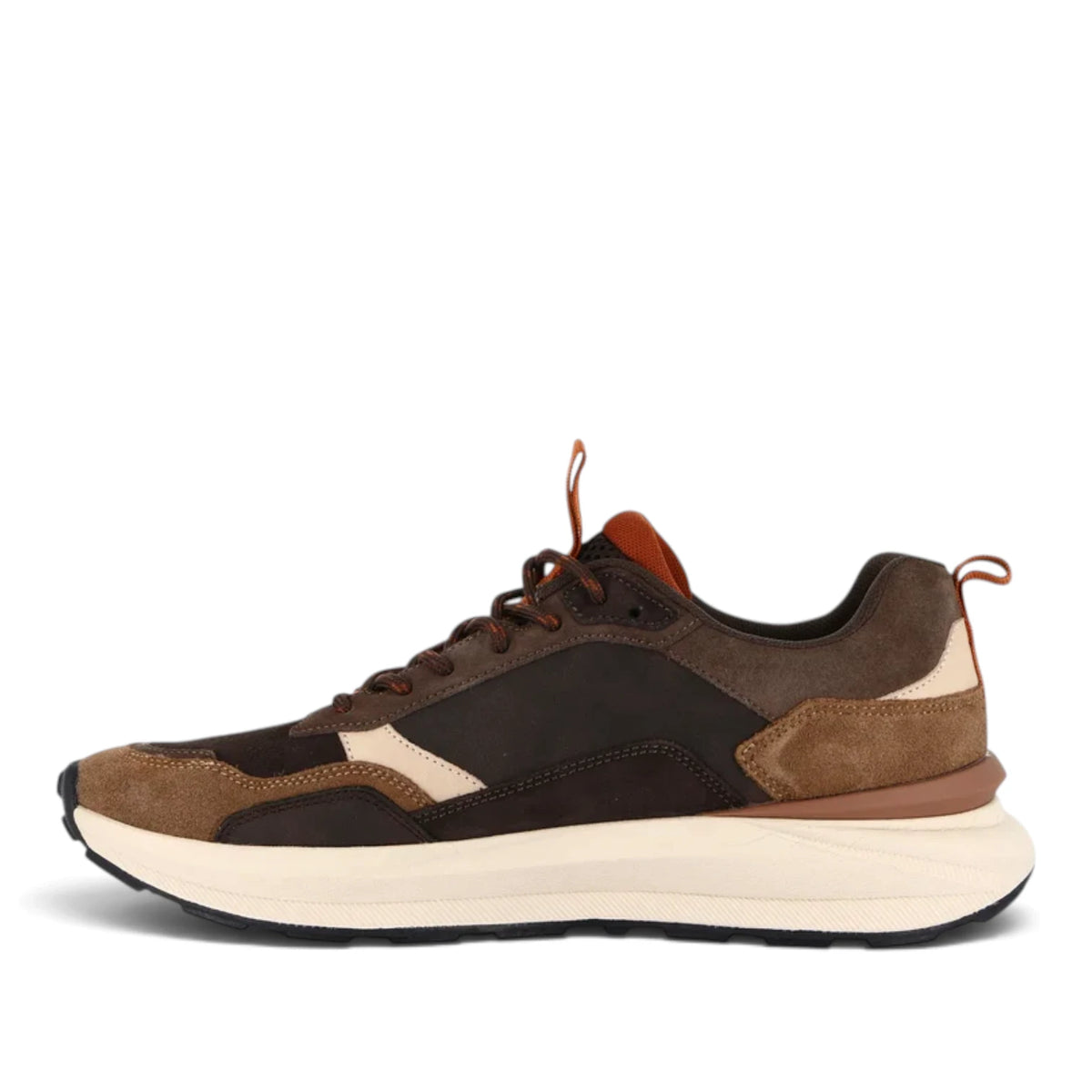 Sneakers Uomo Grunland in Pelle scamosciata Moro e riporti Cuoio