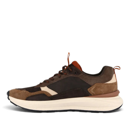 Sneakers Uomo Grunland in Pelle scamosciata Moro e riporti Cuoio