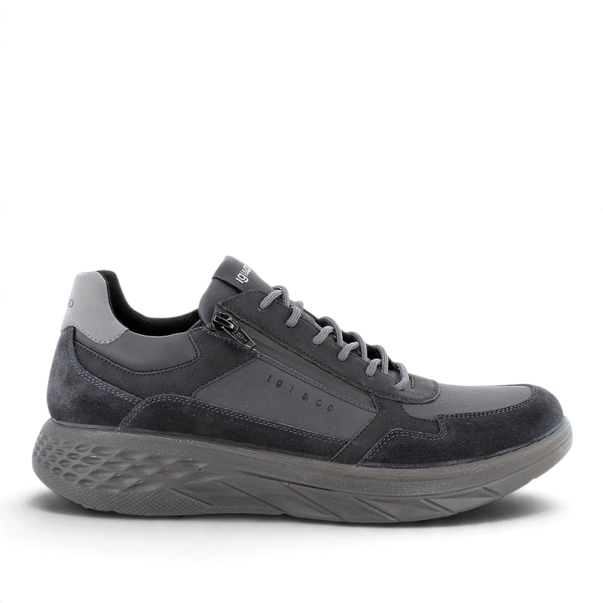 Sneaker Uomo Igi&Co in Pelle e Scamosciato Blu con Cerniera