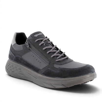 Sneaker Uomo Igi&Co in Pelle e Scamosciato Blu con Cerniera