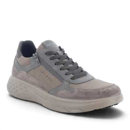 Sneaker Uomo Igi&Co in Pelle e Scamosciato Grigio con Cerniera