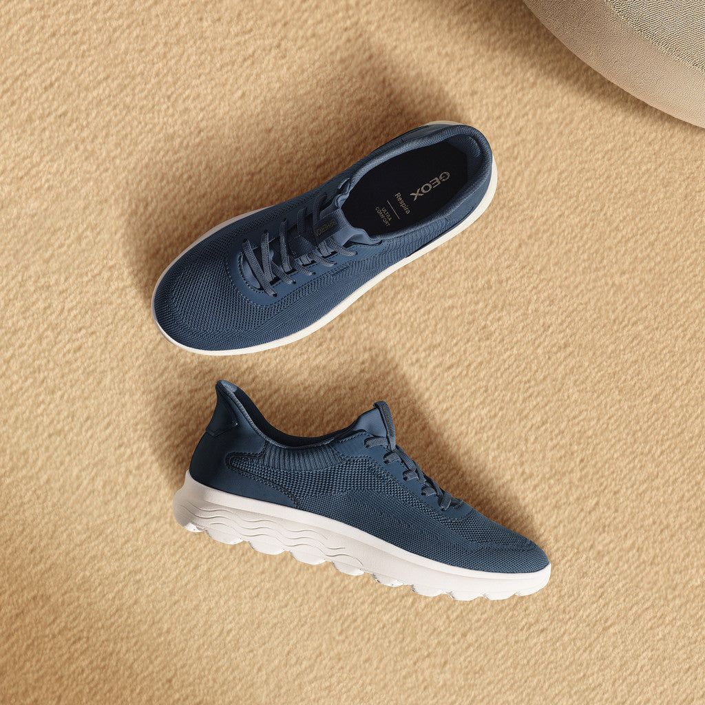 Sneakers Donna GEOX Spherica Plus Blu Navy Calzata Fast In Senza Mani