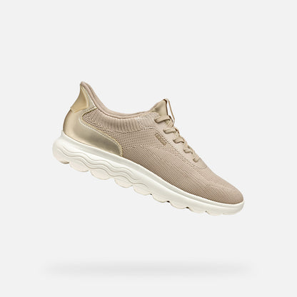 Sneakers Donna GEOX Spherica Plus Taupe Calzata Fast In Senza Mani