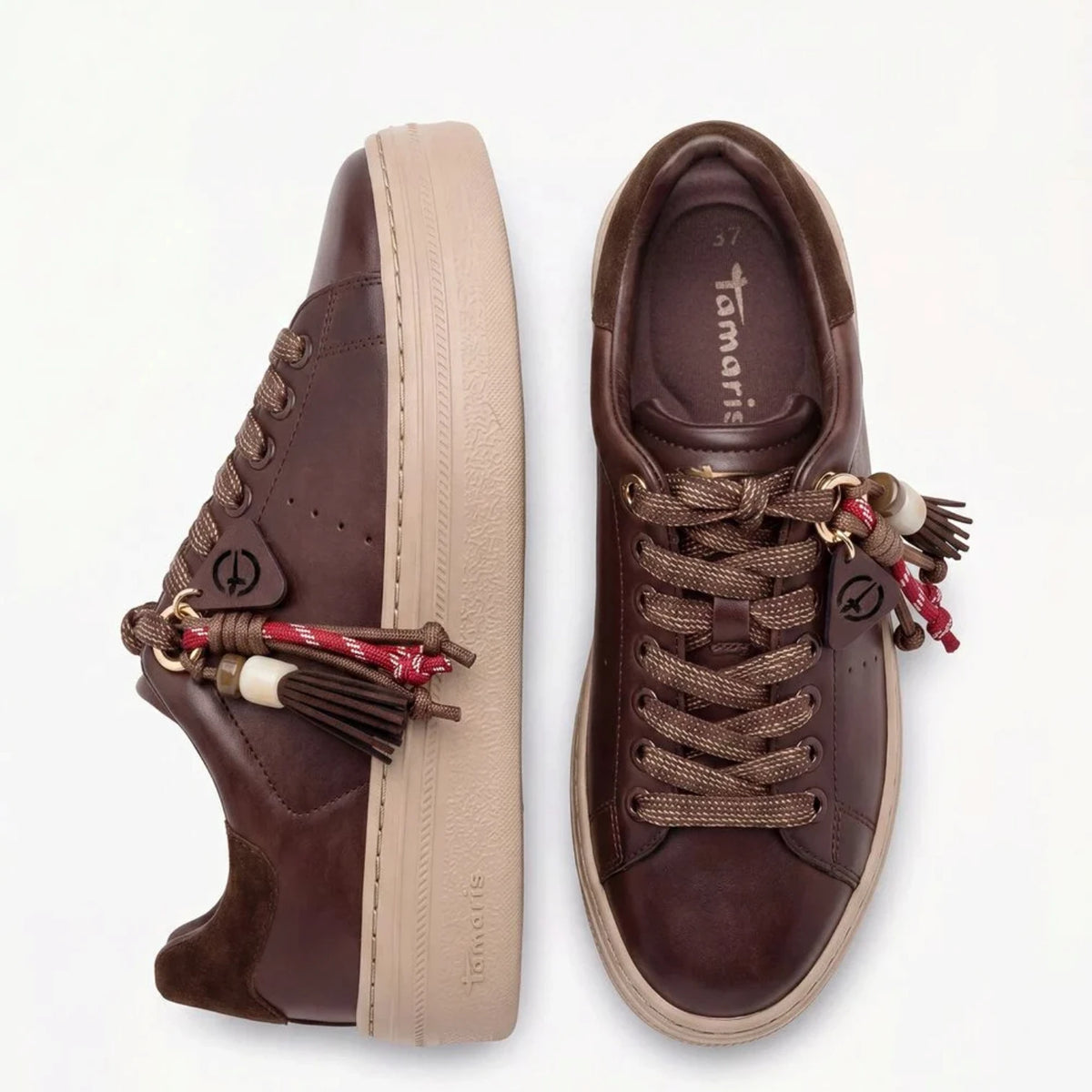 Sneakers Donna Tamaris in Pelle Moro con Zeppa e Memory Foam