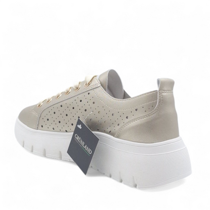 Sneakers Donna Grunland Platino Traforata - Leggere con Fondo Flessibile ed Ergonomico