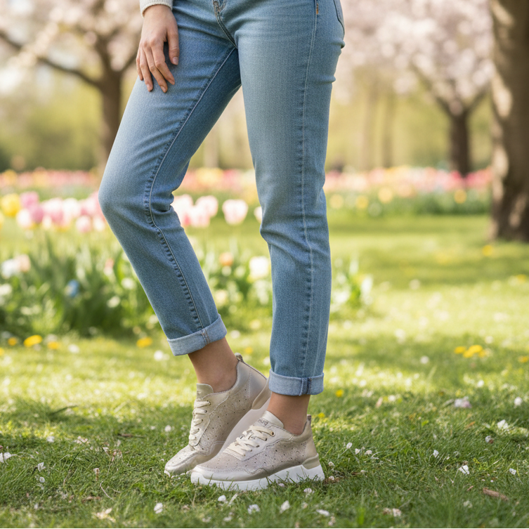Sneakers Donna Grunland traforate Platino Ultra Leggere
