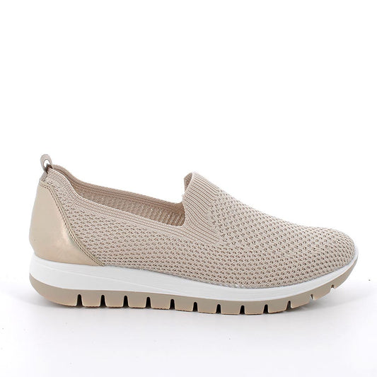 Sneaker Slip on Donna Igi&co in Tessuto Beige/Platino Leggere e Traspiranti