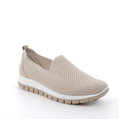 Sneaker Slip on Donna Igi&co in Tessuto Beige/Platino Leggere e Traspiranti