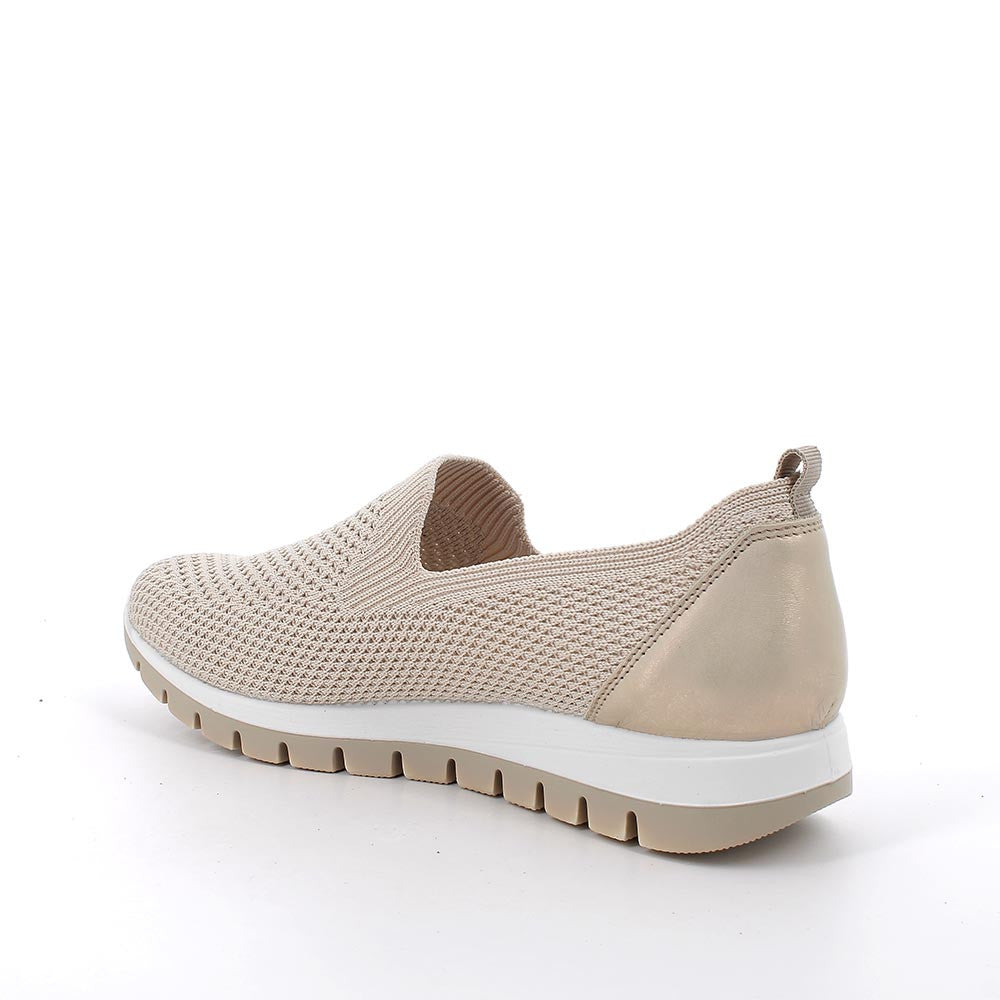 Sneaker Slip on Donna Igi&co in Tessuto Beige/Platino Leggere e Traspiranti