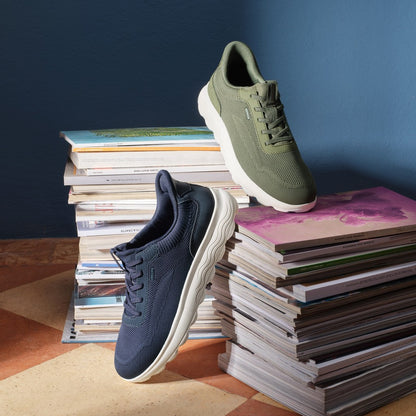 Sneakers Uomo GEOX Spherica Plus Blu Navy Calzata Fast In Senza Mani