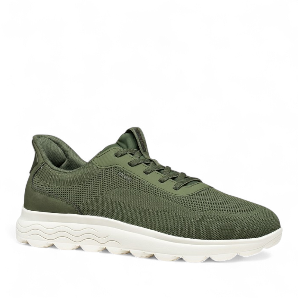 Sneakers Uomo GEOX Spherica Plus Militare Calzata Fast In Senza Mani