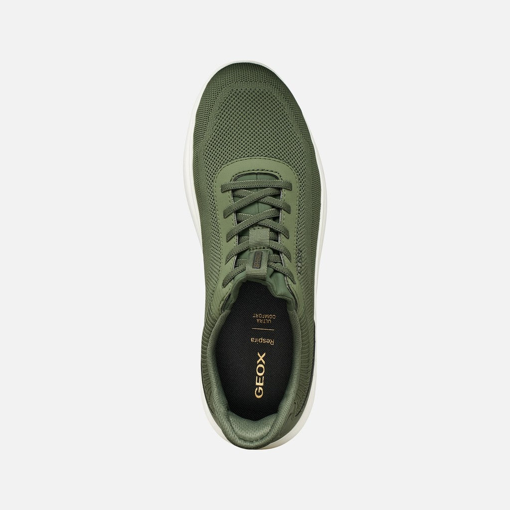 Sneakers Uomo GEOX Spherica Plus Militare Calzata Fast In Senza Mani